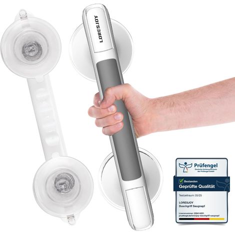 Poignée Ventouse, Poignées de Douche à Ventouse, 33 CM Barres d'appui de Douche Forte Prise, Sans Perçage, Barre de Maintien Douche pour Personnes Âgées, Handicapés (1/5)