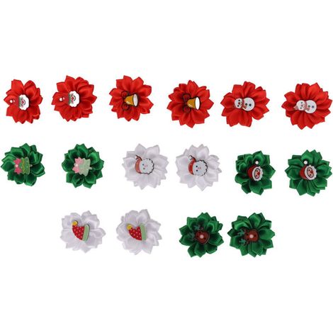 Bandes de cheveux de noël pour chien, 16 pièces, fleurs avec caoutchouc, pour mariage, fête d'anniversaire, Festival (1/4)
