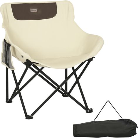 Campingstuhl, faltbar, Stahlrahmen, Stoffsitz, Tragetasche, Weiß