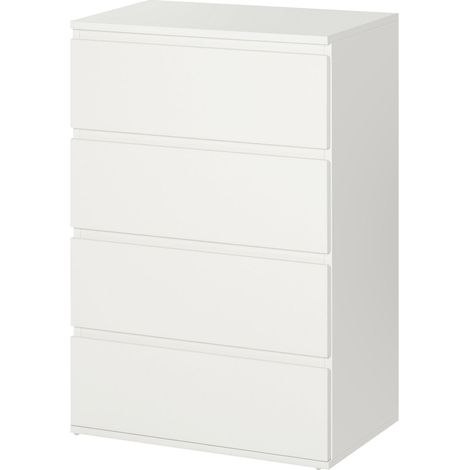 Kommode Schubladenschrank Sideboard Mit 4 Schubladen, Büroschrank Mit Kippsicheren Zuglaschen, Weiß, 55 X 33 X 80 Cm