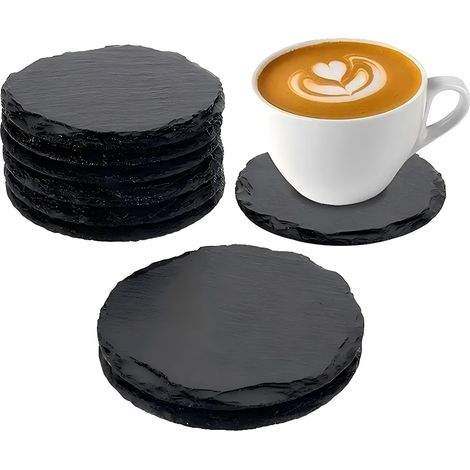 Sous-verres en ardoise, pierre naturelle, compatibles avec la gravure, 8 pièces (1/2)