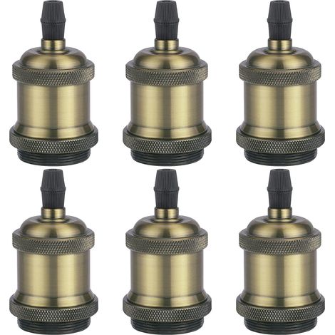 6PCS E27 Pied De Lampe Simple Retroe Plafonnier Vintage Lampe Suspendue D'Intérieur Bronze 2