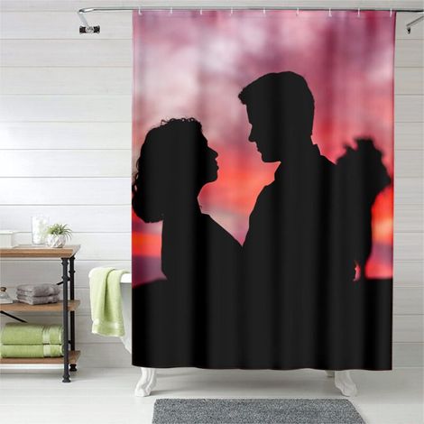 Rideau de douche avec œillets plastique, motif original, entretien facile (1/5)