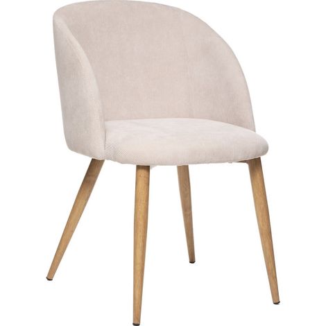 Fauteuil imitation chêne "Céleste" en velours côtelé Atmosphéra - Lin