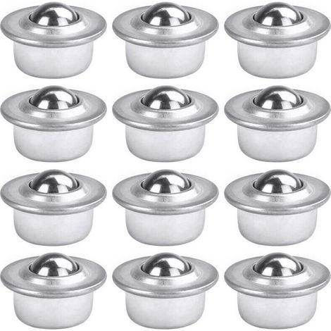 12 PCS Roulettes de Transfert avec Roulement à Billes Universels en Acier au Carbone Galvanisé Unité Roulettes à Billes Montées Charge Lourde pour Emballage Transmission Industrie (1/4)