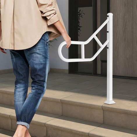 U-förmiger Handlauf, 59cm Treppenhandlauf Treppengeländer Hochwertiges Eingangsgeländer für Balkon, Treppe und Brüstung (Weiß)