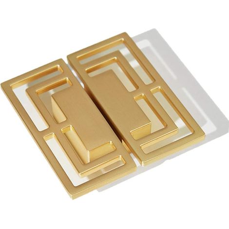 Lot de 6 poignées de tiroir dorées brossées pour placard TV, meuble TV, élégantes poignées en cuivre doré, motifs chinois modernes de bon augure à do (1/5)
