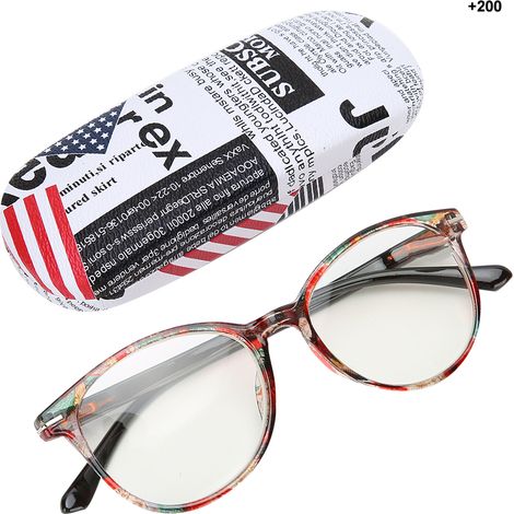 Lunettes de lecture mode senior presbytie, monture couleur thé, étui rigide inclus, légères et portables, vision claire, accessoire pratique pour personnes âgées, +200. (1/5)