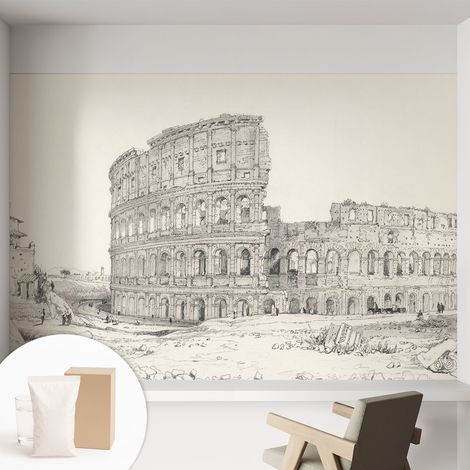 Papier peint intissé mural avec imprimé motifs décoratifs - style contemporain - Colle incluse gratuite Ruines anciennes 152x104 cm (1/5)
