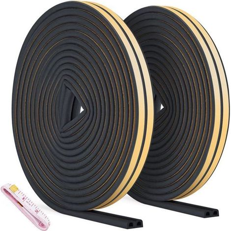 2 Pack 20m Bande de Joint, Auto-adhésif Anticollision Joint de Porte, pour Anti-intempéries/isolation acoustique - 9mm6mm (noir) (1/5)