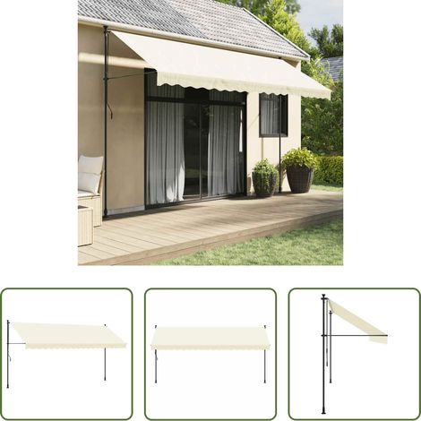 Terrassenmarkise -  Markise Einziehbar Creme 400x150 cm Stoff und Stahl (1/5)