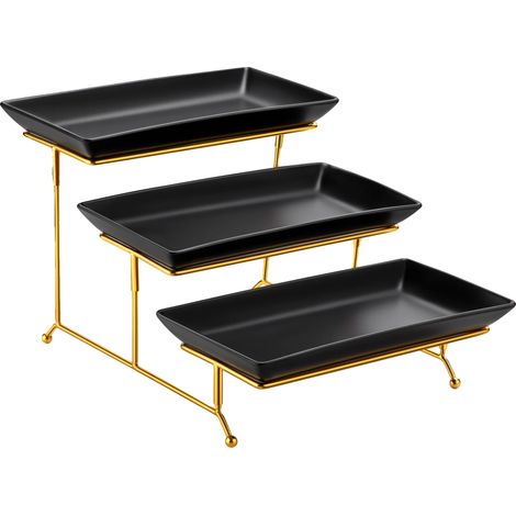 Serviertablett, Keramik, stabiler Klappständer, Schwarz Gold-a, 30,5 cm (12 Zoll)