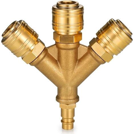 3-Wege-Druckluftverteiler mit Anschlüssen, 1/4", Luftverteiler, 3 Druckluftverteiler mit Außengewinde (1/4)