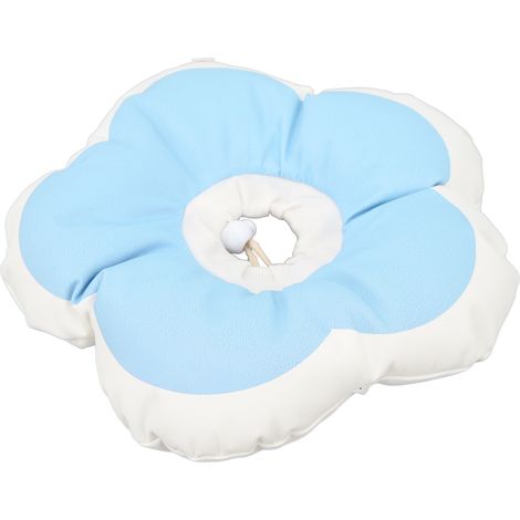 Collier souple et ajustable pour chat, avec anneau de friction en forme de fleur pour la cicatrisation des plaies, bleu, taille M. (1/5)