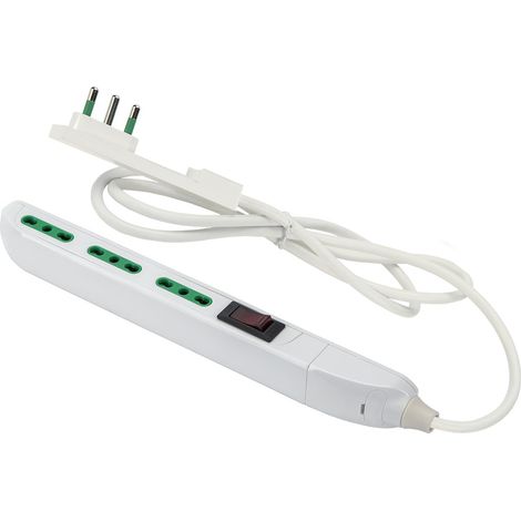 Multiprise Slim 3 Prises bipasses, Interrupteur de Surcharge avec Petite Prise Clock et 1,5 m de câble, utile pour Les sièges étroits, derrière Les Meubles et Les Tables de Chevet (1/5)