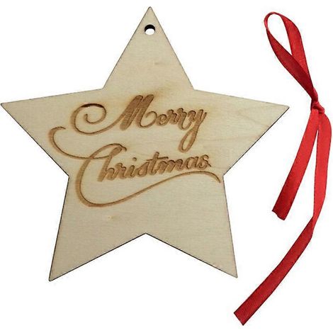 Décorations en bois en forme d'étoile pour sapin de Noël - Ornements en bois brut à suspendre - Découpe (1/2)