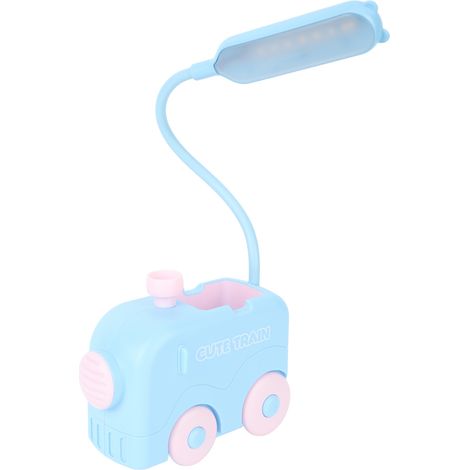 Lampe de chevet LED Mini Train avec protection des yeux, lampe de lecture et d'étude rechargeable USB, porte-stylo pour enfants (bleue) (1/5)