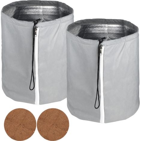 Housse pour Pot de Fleur 65cmProtection Gel Plantes en Hivernage Plante avec Cordon de SerrageFermeture Éclair et 70 65cm 2 pcs Gris (1/5)