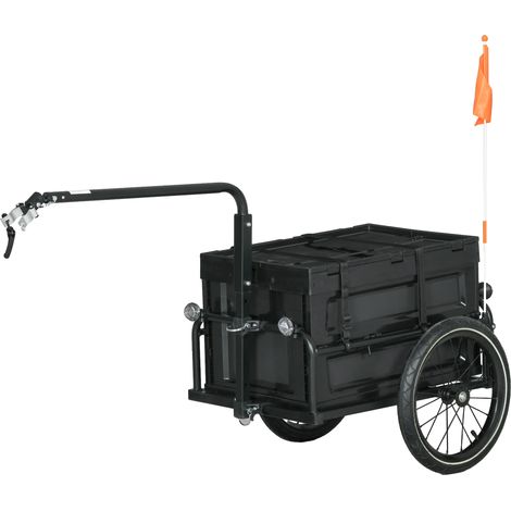 Faltbarer Fahrradanhänger (65 l), abnehmbare Staubox, Sicherheitsreflektoren, 40 kg Zuladung, schwarz (1/5)