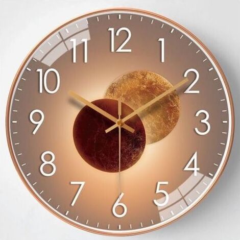 CandyAlley Moderne Wanduhr, geräuschlose Quarz-Wanduhr, 30 cm Küchen-Wanduhr, funkgesteuerte Wanduhr für Wohnzimmer, Schlafzimmer, Büro (Mond) (1/4)