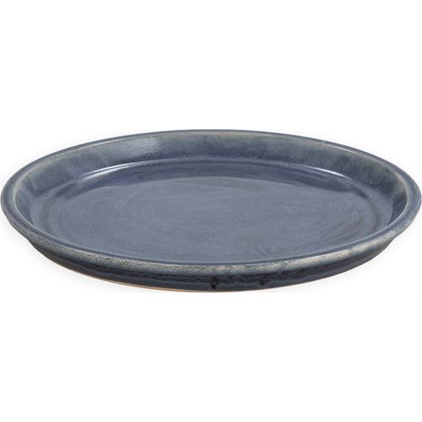 Assiette en grès bleu vieilli pour cache pot - Bleu vieilli (1/4)