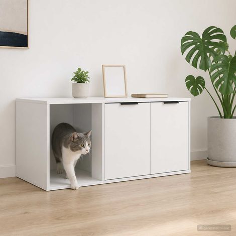 vidaXL Mobile per gatti Bianco 100 x 49 x 45 cm Legno ingegnerizzato