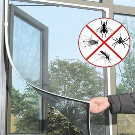 Moustiquaire de fenêtre - Adhésif Filet Anti Moustique - 130x150cm - PVC Gris-Ywey (1/3)