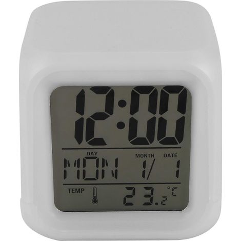 Réveil de voyage numérique, horloge de chambre unisexe, petite horloge de bureau/de chevet, affiche l'heure et la date, avec veilleuse LED et fonction snooze. (1/5)