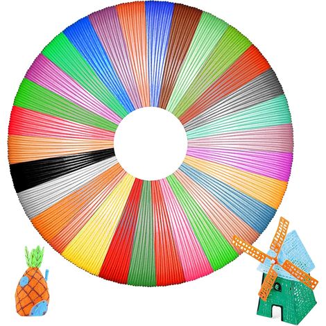Filament pour imprimante 3D - 1,75 PLA - 30 couleurs - 5 m chacune - Accessoire pour stylo 3D - Pour ODRVM, Tecboss, Lovebay, stylo d'imprimante 3D, pour enfants et adultes (sans stylo 3D) (1/5)