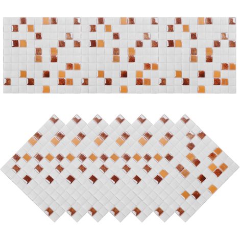 sourcing map Lot de 10 autocollants mosaïque carrés 15 x cm en PVC autocollant pour crédence murale (1/5)