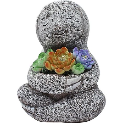 Statue décorative de paresseux pour jardin ou balcon, alimentée à l'énergie solaire. (1/5)
