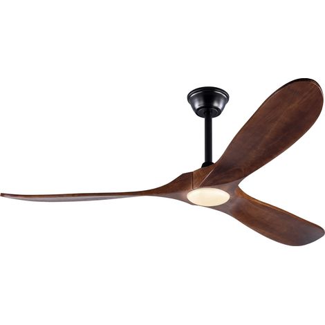 Ventilatore a soffitto con luce e telecomando 60" 3 pale in legno noce nero (1/5)