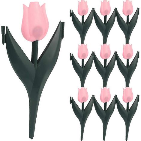 Lot de 10 bordures décoratives en plastique pour jardin, motif tulipes, bordures de parterre de fleurs, séparations et barrières de jardin. (1/5)