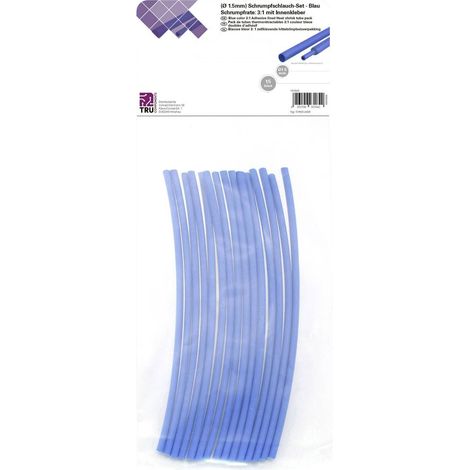 ASSORTIMENT DE GAINES THERMORÉTRACTABLES 3:1 TRU COMPONENTS BLEU Ø AVANT RETREINT: 1.50 MM 15 PC(S) (1/3)