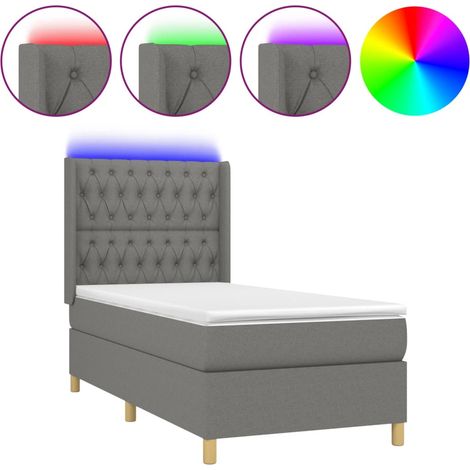 Parfait Sommier tapissier et matelas et LED Gris foncé 100x200 cm Tissu,design Pratique & classique 886956 (1/5)