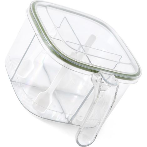 Luftdichter Gewürzbehälter für Küche und Haushalt, vier Fächer in einem, für Salz, Glutamat und andere Gewürze. Multifunktionales Gewürzglas, feuchtigkeitsbeständig und umweltfreundlich. (1/5)