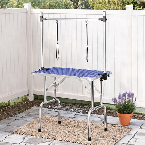 Table de toilettage pliante 90 x 60 x 76 cm en acier inoxydable (1/5)