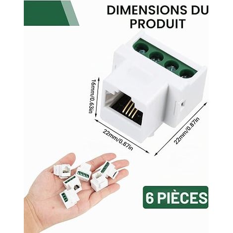 RJ11 CAT3 Keystone Phone Module, 6P4C Female Socket 4 Pin Screw Terminal Block Seamless Terminal Block for Phone Installation (1/4)