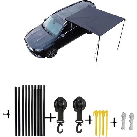 Tenda laterale, materiale impermeabile, installazione portatile, completo nero (1/2)
