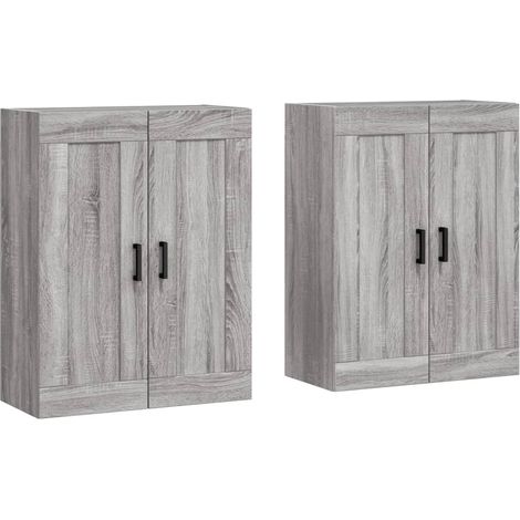 2 pcs Buffet，Bahut， Armoires murales sonoma gris bois d'ingénierie CFW48905 (1/5)