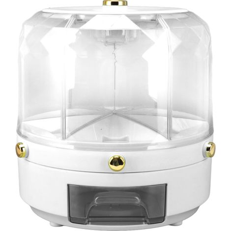 Boîte de rangement rotative pour céréales, 6 compartiments, 6 kg, distributeur de riz rotatif à 360° pour riz, haricots et autres céréales, blanc, pour la cuisine et la maison (1/5)