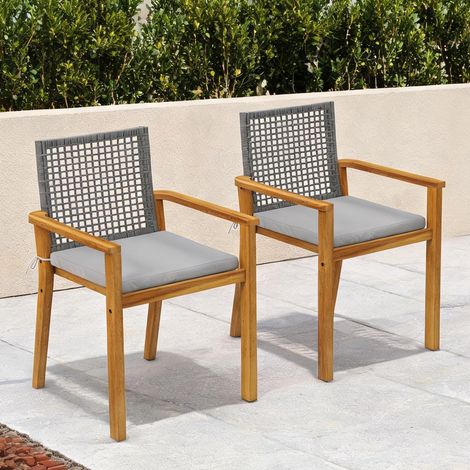 Chaise de jardin en madera de Acacia Ratán PE 59 x 55 x 86 cm (1/5)