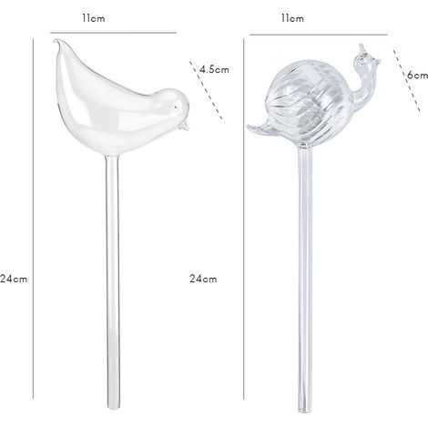 Arrosoirs à plante en verre borosilicate, piquets d'arrosage automatique globe d'eau pour jardin terrasse pot de fleurs suspensions 11x4,5cm ou 11x6cm 1 pièce (1/2)