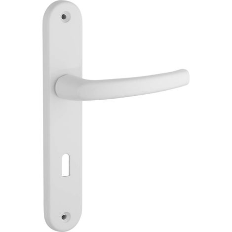 1 Ensemble de Poignées de Porte - Zamak Fondu - Trou de Clé - Carré 7 mm - Entraxes 195 cm - Pour Chambre - Blanc (1/3)