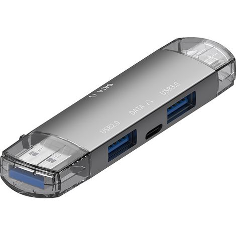 Hub USB 3.0 de aluminio con 4 puertos - Divisor de hub USB-C ultradelgado para portátil, PC, Mac y teléfono (1/4)