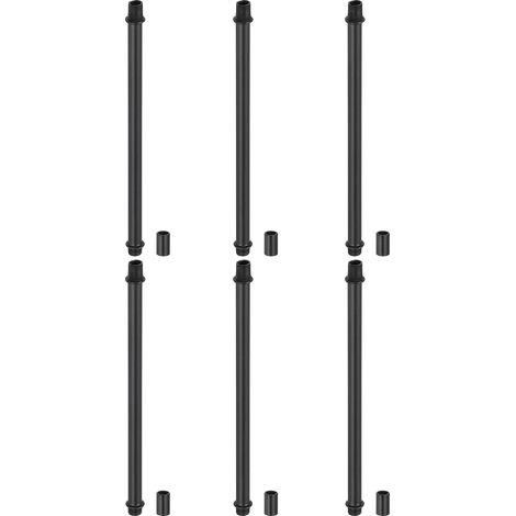Kit De De Lampe Droites, 6 Ensembles M10 En Acier Au Carbone 200mm (7.87") De Longueur Avec Écrous De Raccordement Et Connecteur À Manchon Pour Lampes De Table Et Lustres, Noir (1/5)