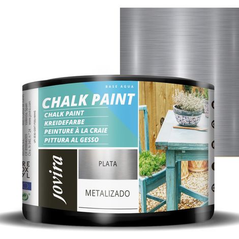JOVIRA PINTURAS Chalk Paint, Pittura al Gesso, Matte all' Aqua, Rinnova il tuo arredamento con creatività. (375 millilitri, Argento) (1/5)