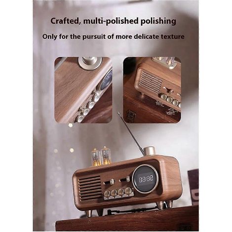 Retro-tragbarer Bluetooth-Lautsprecher mit FM-Radio und kabellosem Subwoofer (siehe Foto). (1/5)
