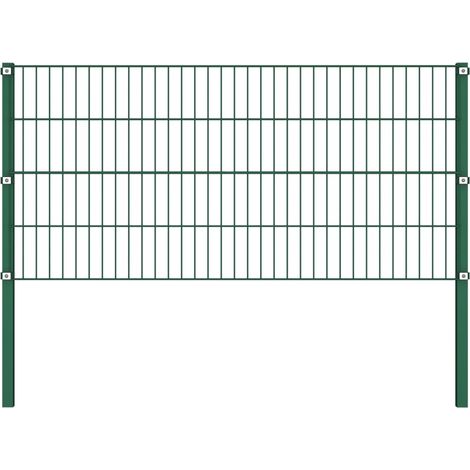 INLIFE Panneau de clôture avec poteaux Fer 1,7 x 0,8 m Vert (1/4)