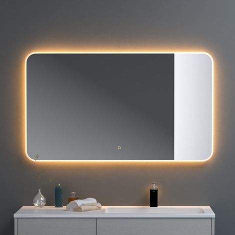 doporro Badspiegel-03 LED-Beleuchtung 1200x700mm Dimmen Wandspiegel Beschlagfrei mit Touchbedienung 5 mm Glas (1/5)